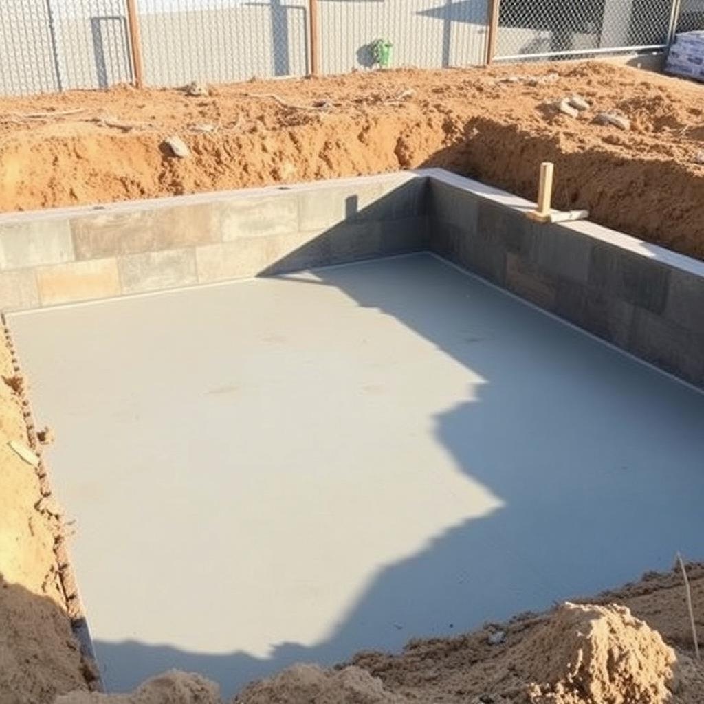Completed concrete foundation slab and stem walls for a Utah ADU