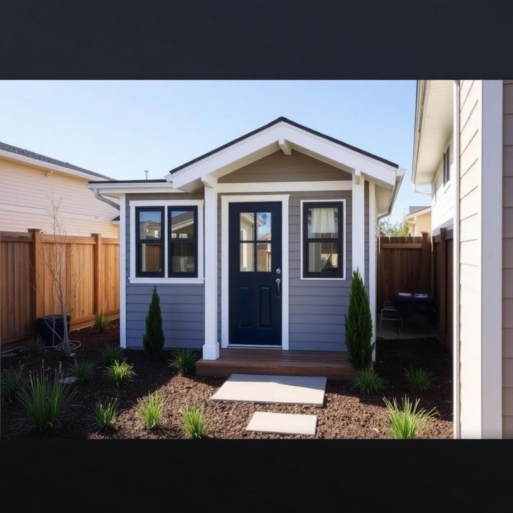Detached ADU backyard cottage with finished exterior on a Utah residential property