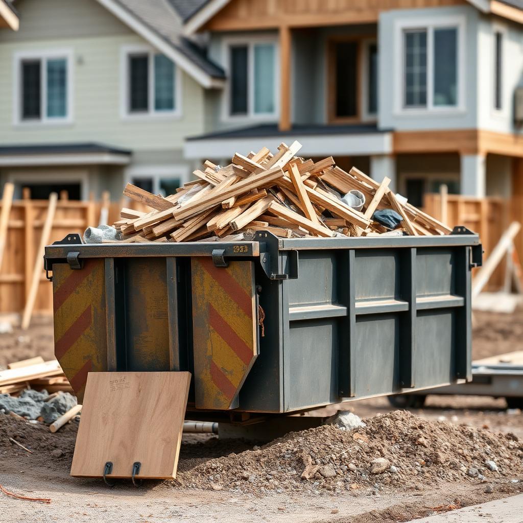 Construction site dumpster filled with debris in Utah